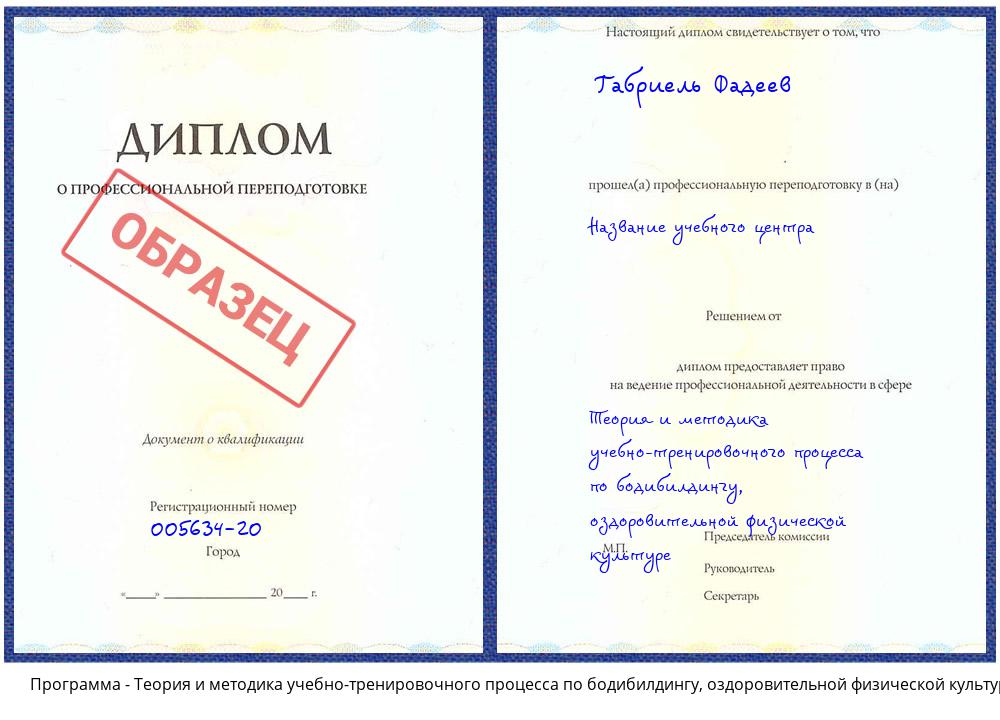 Теория и методика учебно-тренировочного процесса по бодибилдингу, оздоровительной физической культуре Киселевск