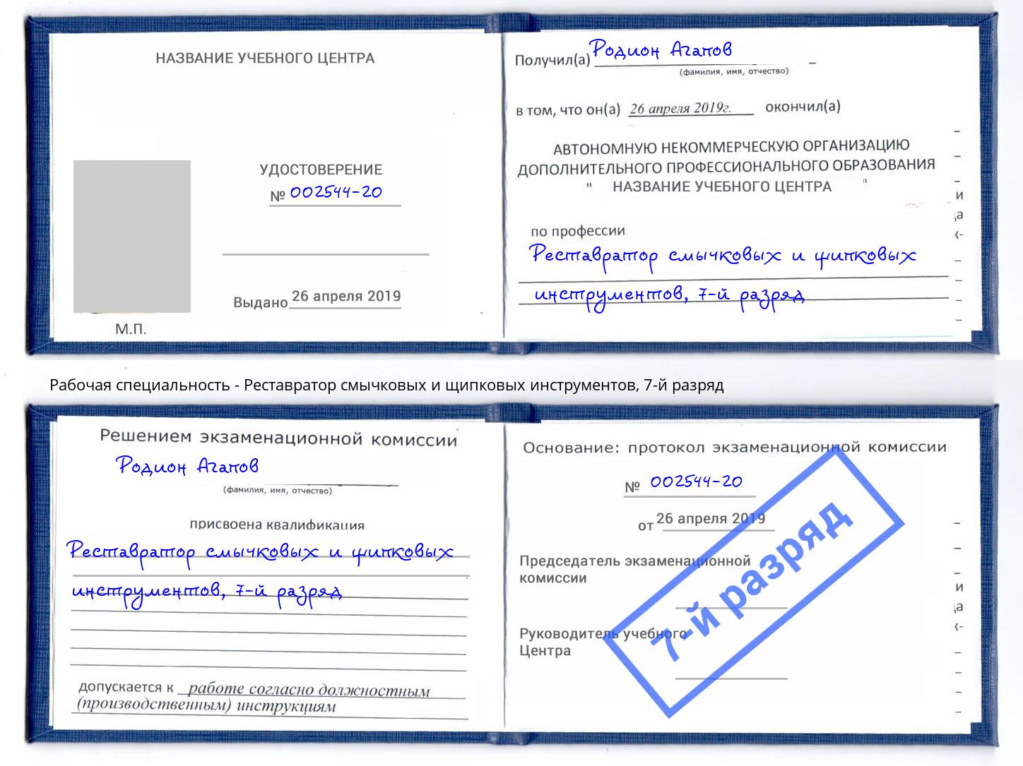 корочка 7-й разряд Реставратор смычковых и щипковых инструментов Киселевск